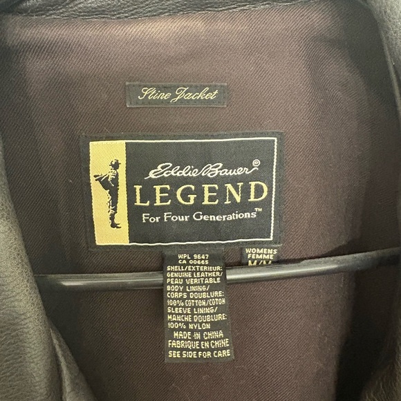 Eddie Bauer Legend Stine Leather Jacket Women's Medium Dark Brown Biker - Picture 2 of 3